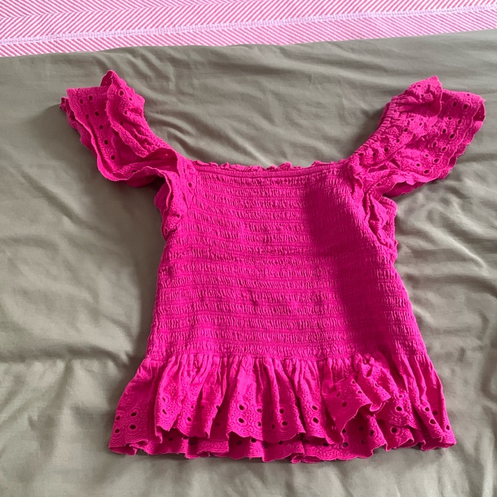 Harlow Pink Eyelet Ruffle Blouse
